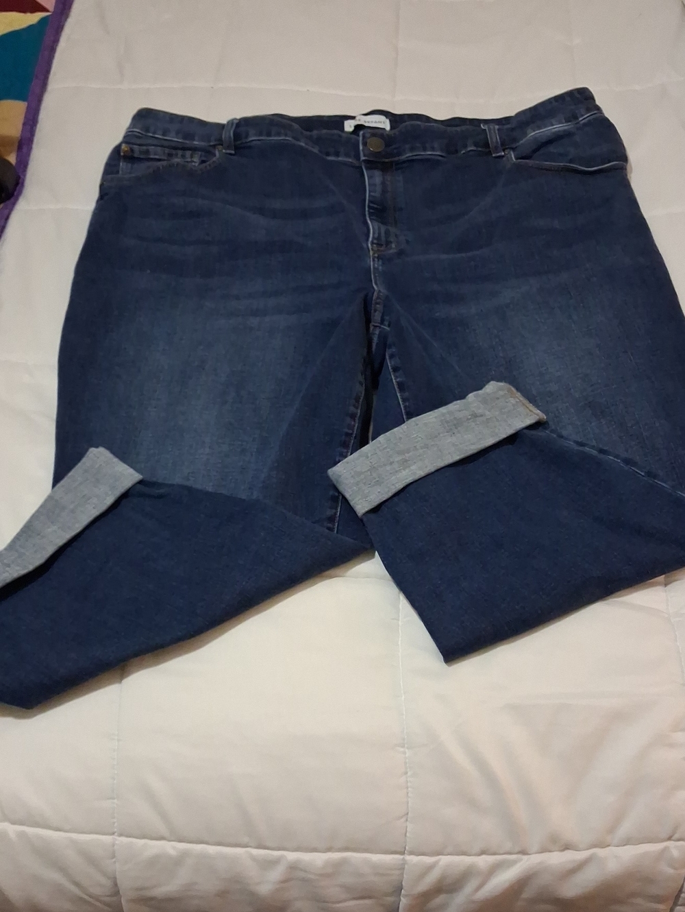 Lane Bryant Dark Blue Cropped Roll-Cuff Jeans Sz 26